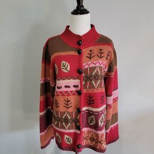 The‎ TOG Shop Cardigan Button-up Front Knit  Women's Size Large Colorful Fall